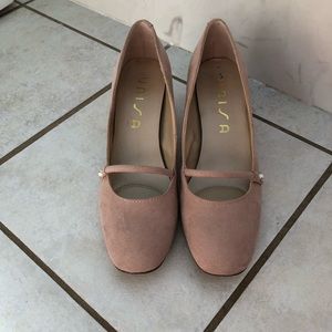 blush block heels